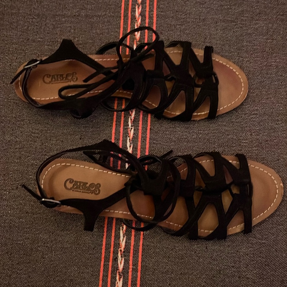 Carlos Santana tie-up sandals, mini heel, women’s size 9.5